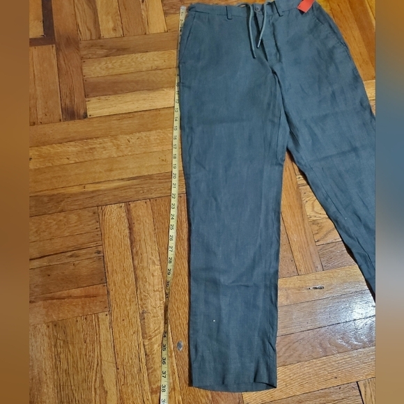 Zara Womens Linen Blend Pants Relaxed Fit Drawstring Waist Olive Green Size S - Picture 8 of 9